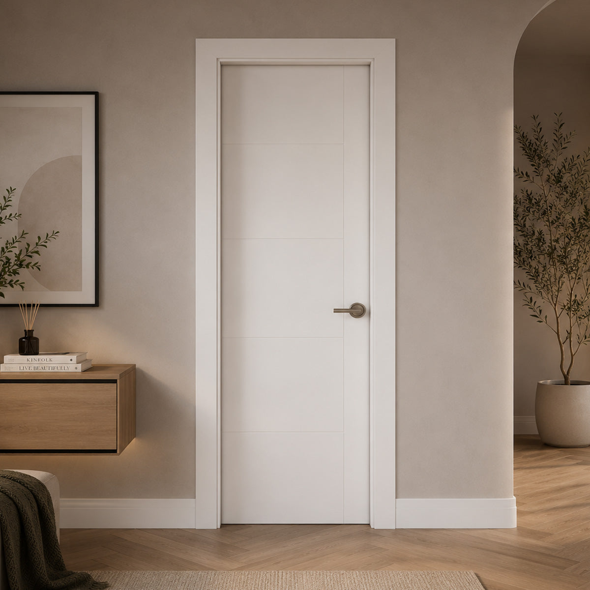 26 in. x 80 in. Berkley Honeycomb Core Primed White MDF Prehung Interior Door