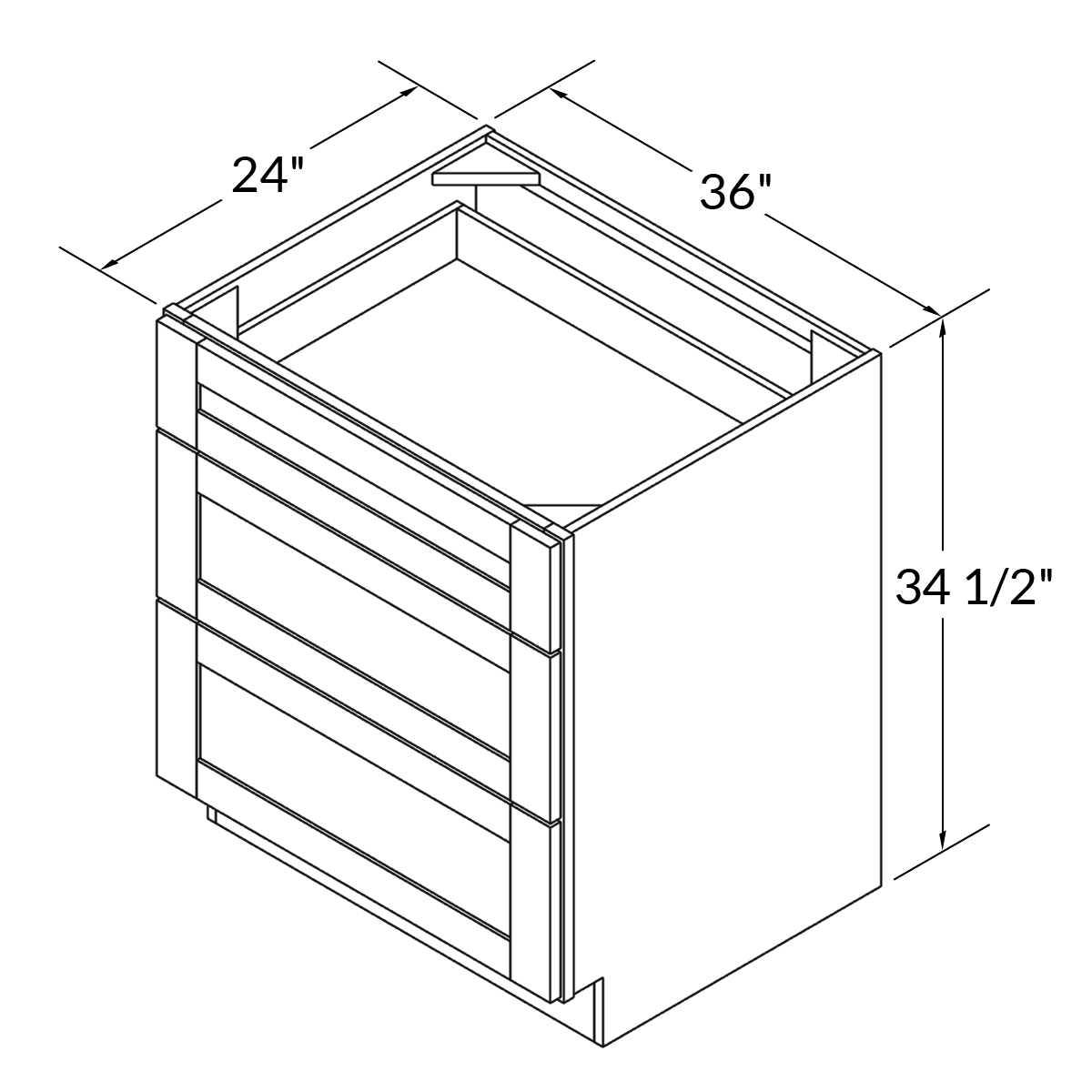 Linen Range Base Kitchen Cabinet LRB36 Alpina White LessCare 36 in. width 34.5 in. height 24 in. depth - Kitchen