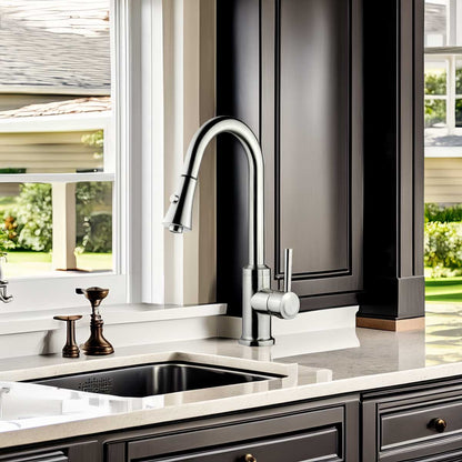 Pull Out Kitchen Faucet LK11B Brushed Nickel Finish