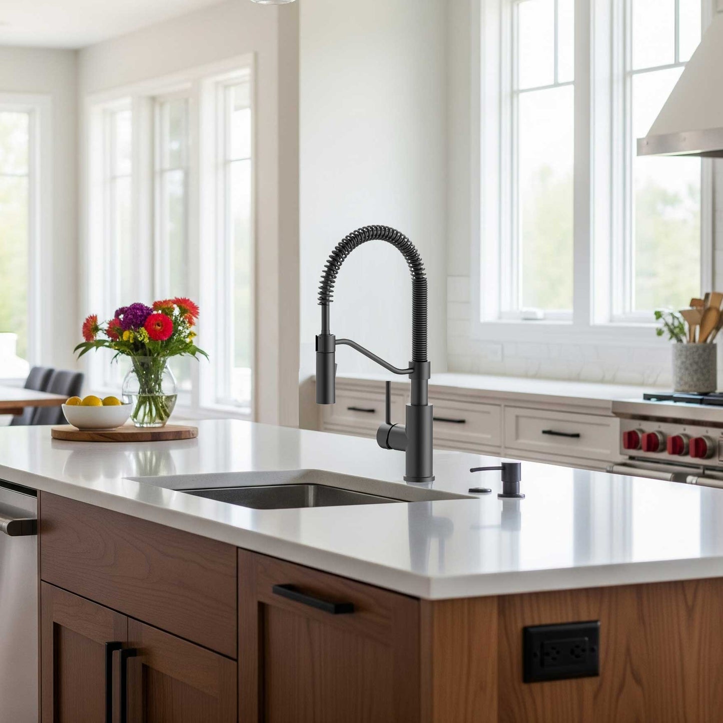 Modern Spring-Type Kitchen Faucet LK20M Matte Black