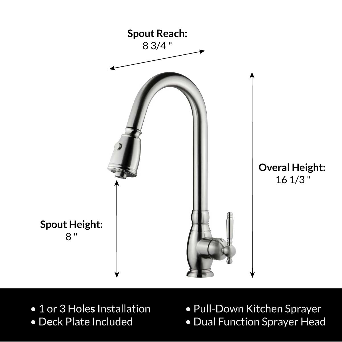 Pull Down Kitchen Faucet LK6B Brushed Nickel