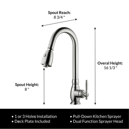 Pull Down Kitchen Faucet LK6B Brushed Nickel