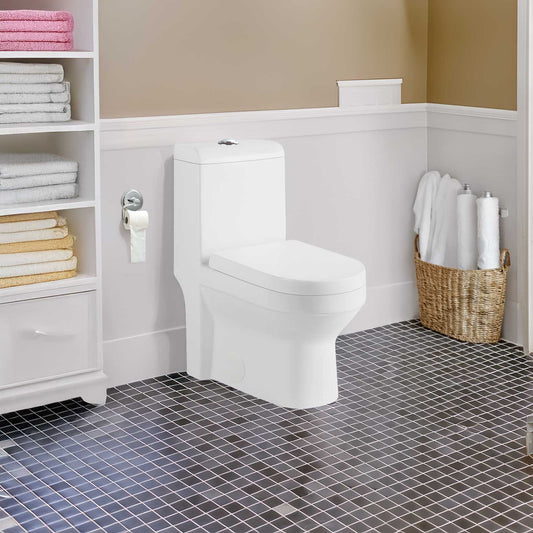 One-Piece 1.28 GPF Single Flush Elongated Toilet with Soft-Close Seat LT9