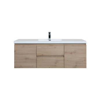 60" W Wall-Mount Vanity with Sink Top Oak Finish LV13-60S