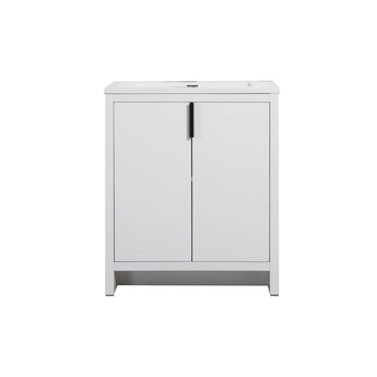 30" W Freestanding White Vanity LV14-30W with Sink Top