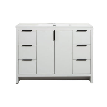 48" W Freestanding White Vanity LV14-48W with Sink Top