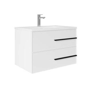 30" W Wall-Mounted White Vanity LV15W-30W with Sink Top