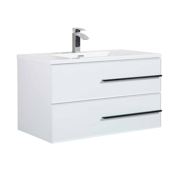 36" W Wall-Mounted White Vanity LV15W-36W with Sink Top