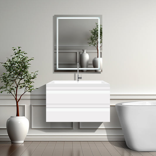 36" W Wall-Mount Modern White Vanity LV8W-36W with Square Sink Top