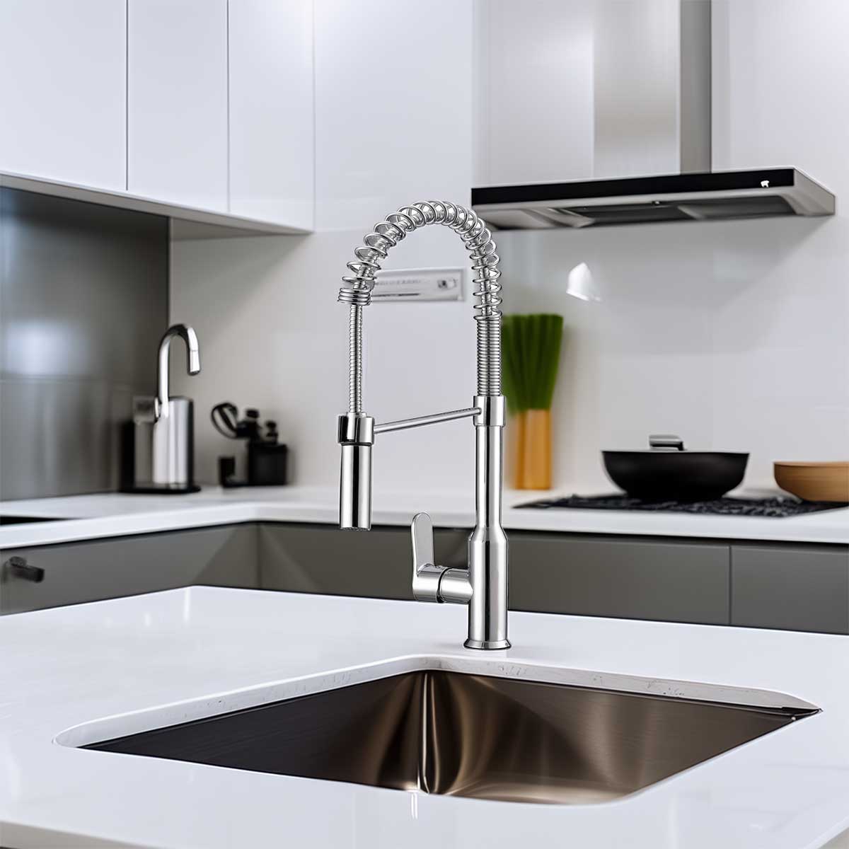 Modern Spring-Type Kitchen Faucet LK18C Chrome - Faucets