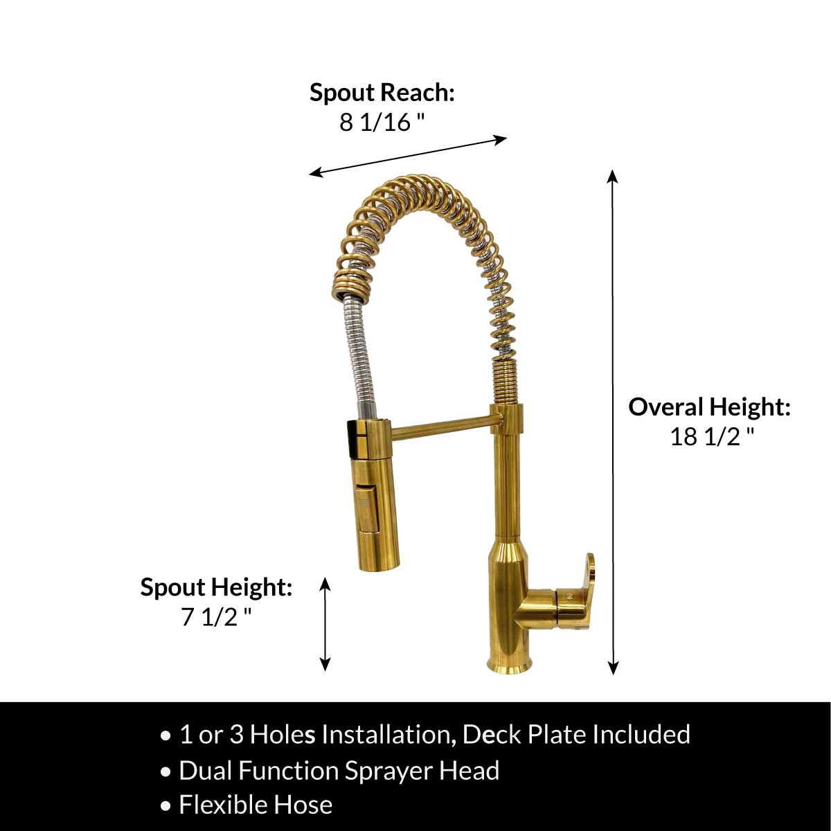 Modern Spring-Type Kitchen Faucet LK18G Gold - Faucets
