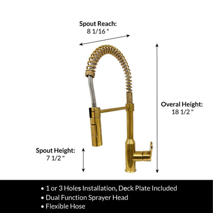 Modern Spring-Type Kitchen Faucet LK18G Gold - Faucets