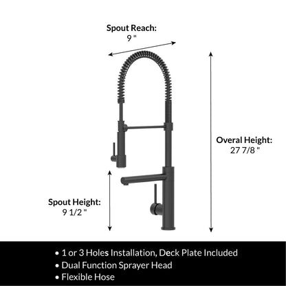 Modern Spring-Type Kitchen Faucet LK19M Matte Black - Faucets