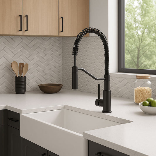 Modern Spring-Type Kitchen Faucet LK20M Matte Black - Faucets