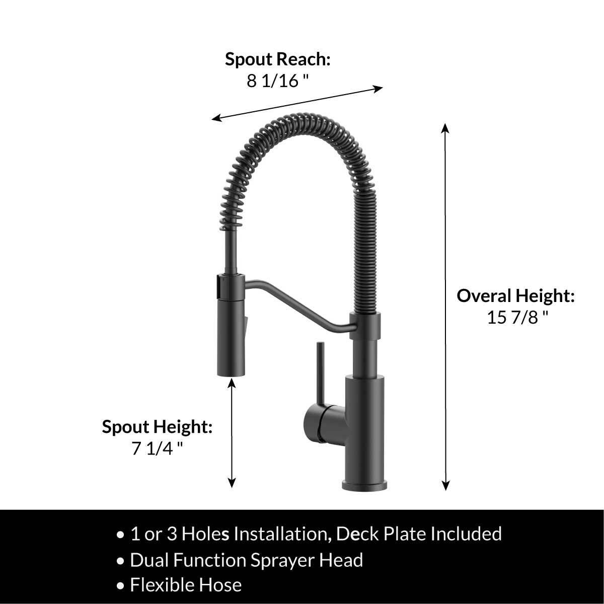 Modern Spring-Type Kitchen Faucet LK20M Matte Black - Faucets