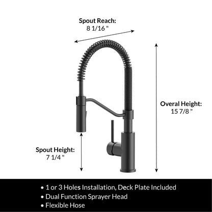 Modern Spring-Type Kitchen Faucet LK20M Matte Black - Faucets