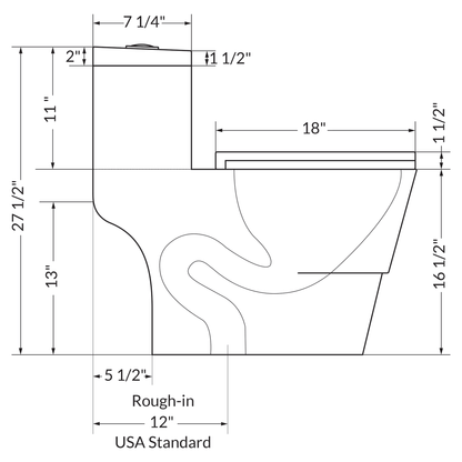 Dual Flush Elongated One Piece Ceramic LT3 Toilet.