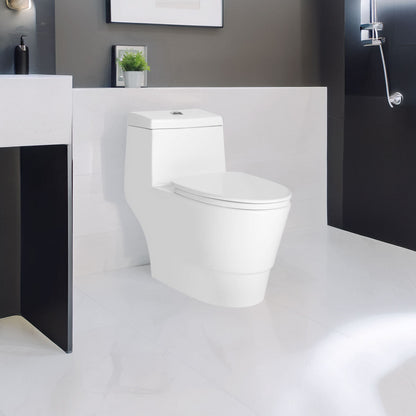 One-Piece 0.9/1.58 GPF Dual Flush Elongated Toilet with Soft-Close Seat LT3 - Toilets