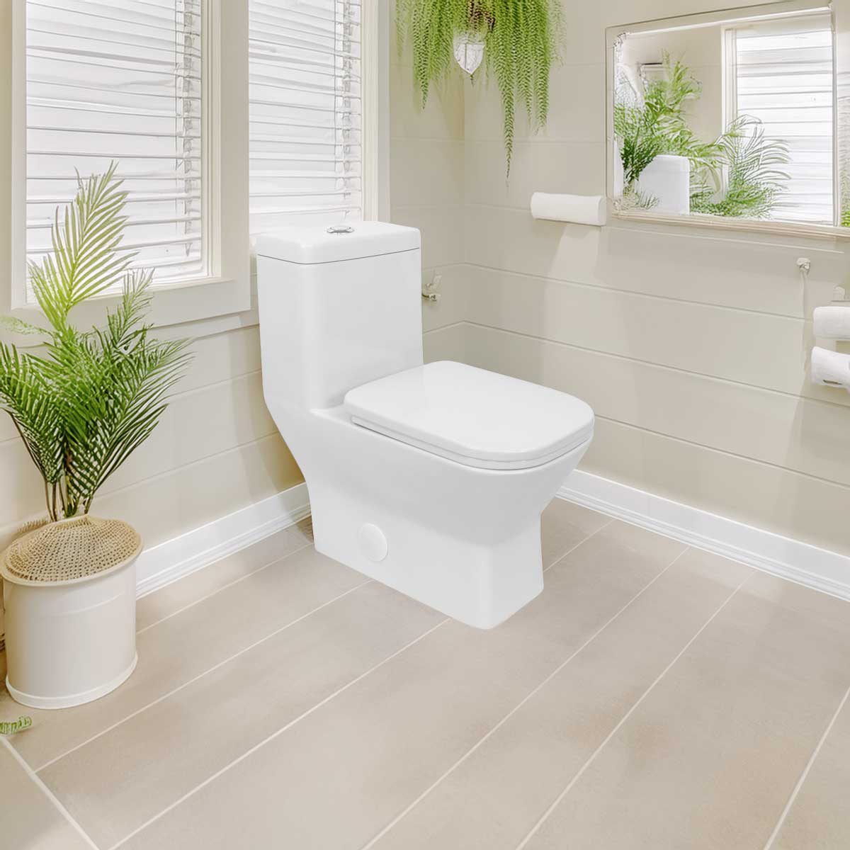 One-Piece 1.28 GPF Single Flush Elongated Toilet with Soft-Close Seat LT6 - Toilets