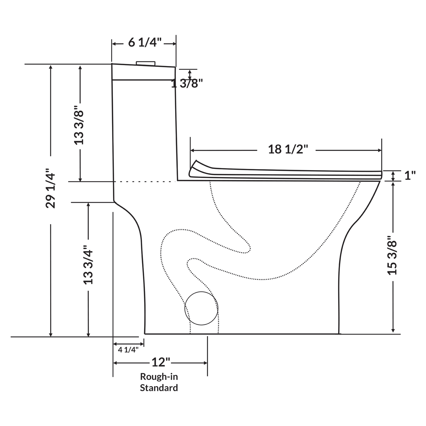 Single Flush One Piece Modern LT7 Toilet.
