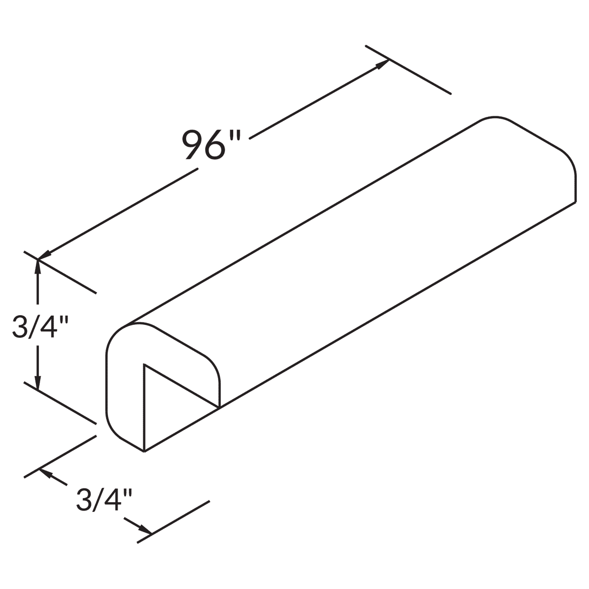 Outside Corner Molding MOC8 Danbury Blue LessCare 0.75 in. width 0.75 in. height 96 in. depth - Kitchen Cabinets