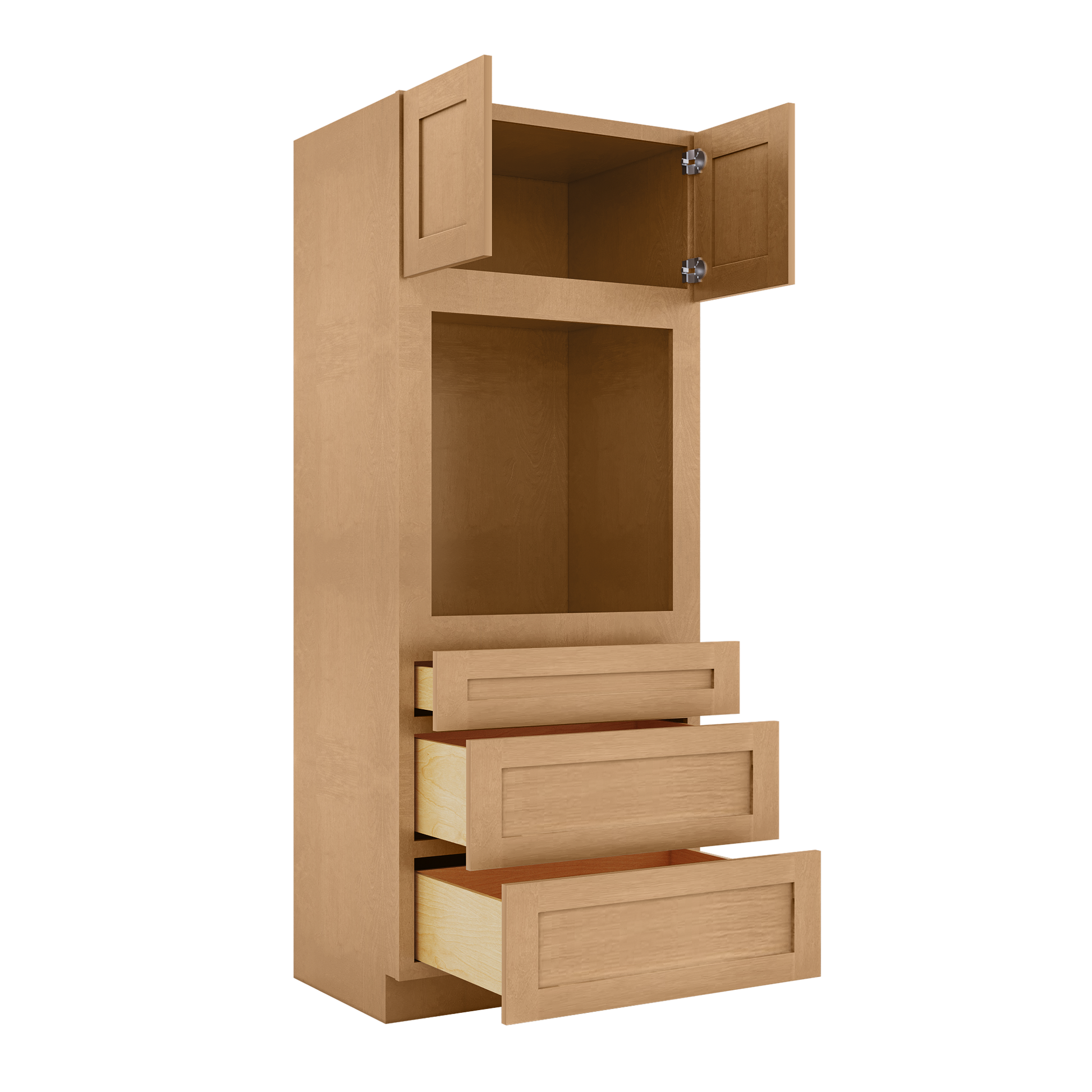 Oven Kitchen Cabinet OC3384 Shaker Toffee LessCare 33 in. width 84 in. height 24 in. depth - Kitchen Cabinets