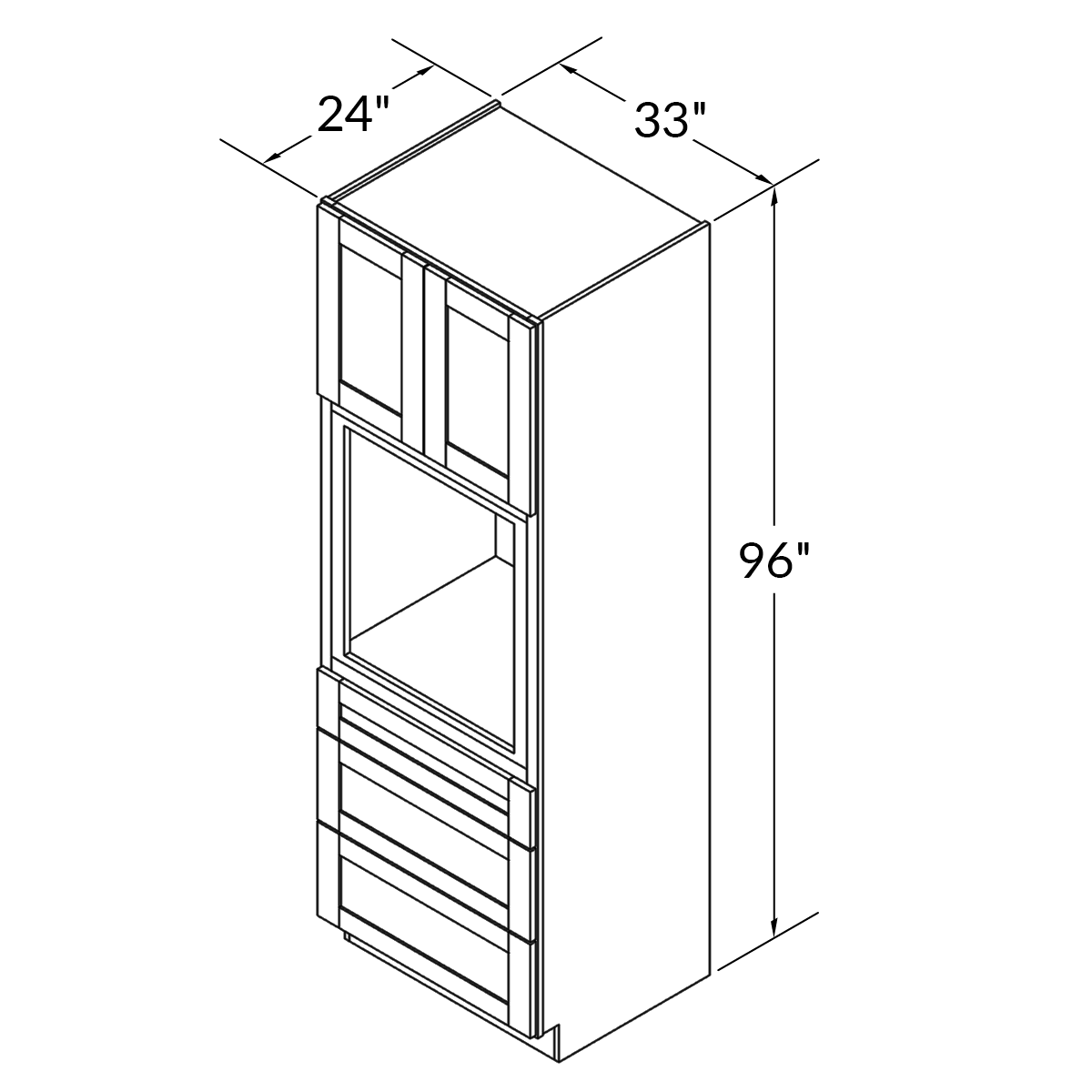 Oven Kitchen Cabinet OC3396 Alpina White LessCare 33 in. width 96 in. height 24 in. depth - Kitchen Cabinets