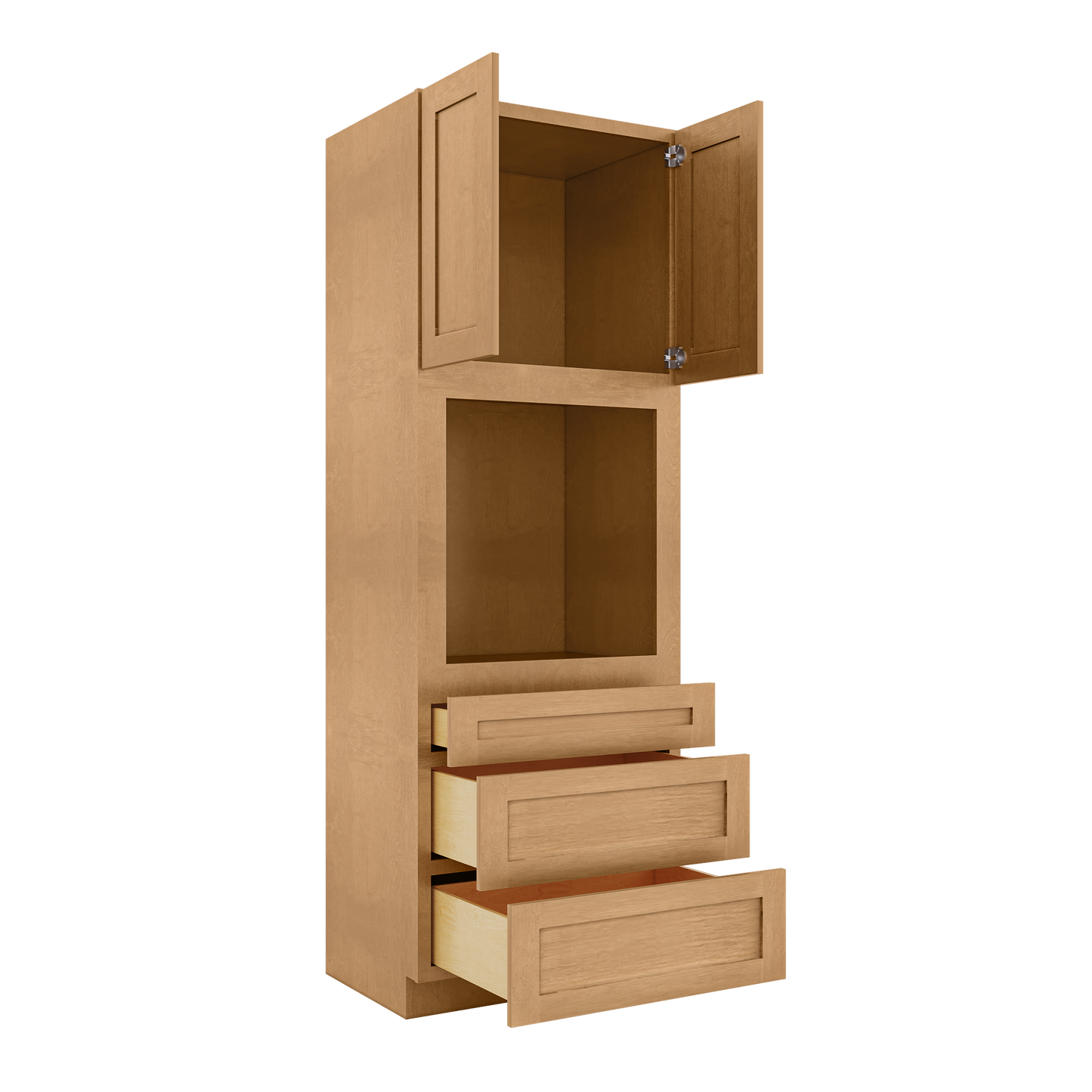 Oven Kitchen Cabinet OC3396 Shaker Toffee LessCare 33 in. width 96 in. height 24 in. depth - Kitchen Cabinets