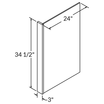 Dishwasher End Panel with 3” Stile 34 1/2” x 24” - Milan Pearl