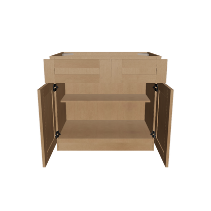 Base Kitchen Cabinet B36 Shaker Toffee LessCare 36 in. width 34.5 in. height 24 in. depth