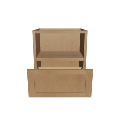 Base microwave cabinet with one drawer BMC30 Shaker Toffee LessCare 30 in. width 34.5 in. height 24 in. depth