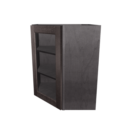 Frosted Glass Door Diagonal Corner Wall Kitchen Cabinet DCMD2430 Milan Slate 24 in. width 30 in. height 12 in. depth