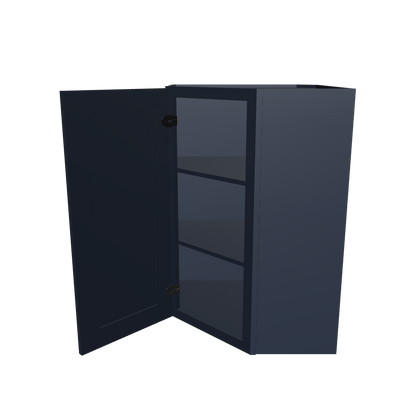 Diagonal Corner Kitchen Cabinet DC2436 Danbury Blue LessCare 24 in. width 36 in. height 12 in. depth