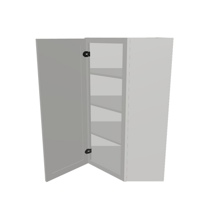 Frosted Glass Door Diagonal Corner Wall Kitchen Cabinet DCMD2442 Milan Pearl 24 in. width 42 in. height 12 in. depth