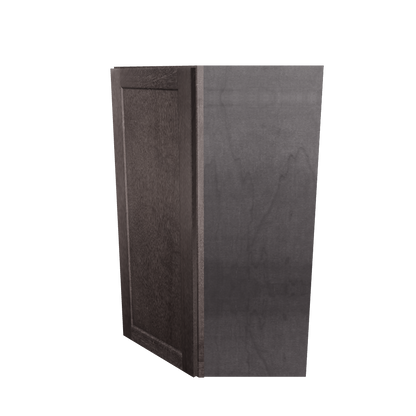 Frosted Glass Door Diagonal Corner Wall Kitchen Cabinet DCMD2736 Milan Slate 27 in. width 36 in. height 15 in. depth