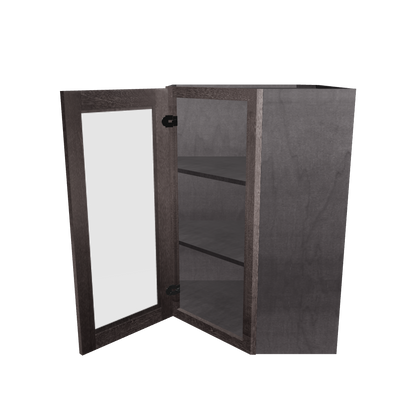 Frosted Glass Door Diagonal Corner Wall Kitchen Cabinet DCMD2436 Milan Slate 24 in. width 36 in. height 12 in. depth