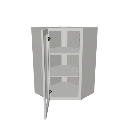 Frosted Glass Door Diagonal Corner Wall Kitchen Cabinet DCMD2436 Milan Pearl 24 in. width 36 in. height 12 in. depth