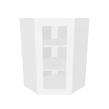 Frosted Glass Diagonal Corner Wall Kitchen Cabinet DCMD2436 Alpina White LessCare 24 in. width 36 in. height 12 in. depth