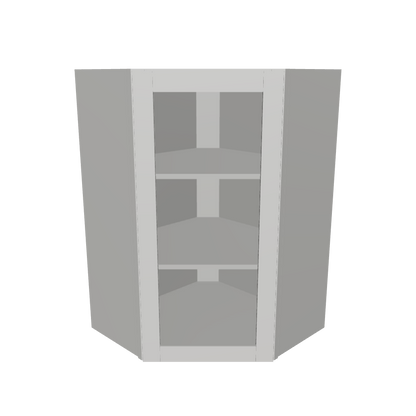 Frosted Glass Door Diagonal Corner Wall Kitchen Cabinet DCMD2436 Milan Pearl 24 in. width 36 in. height 12 in. depth