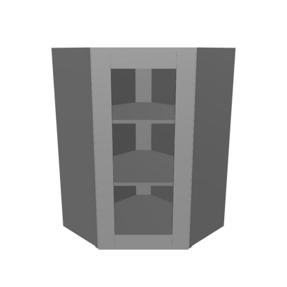 Frosted Glass Diagonal Corner Wall Kitchen Cabinet DCMD2436 Colonial Gray LessCare 24 in. width 36 in. height 12 in. depth