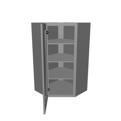 Frosted Glass Diagonal Corner Wall Kitchen Cabinet DCMD2442 Colonial Gray LessCare 24 in. width 42 in. height 12 in. depth
