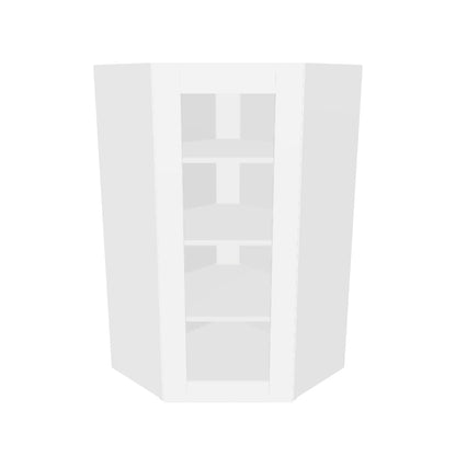 Frosted Glass Diagonal Corner Wall Kitchen Cabinet DCMD2442 Alpina White LessCare 24 in. width 42 in. height 12 in. depth
