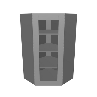 Frosted Glass Diagonal Corner Wall Kitchen Cabinet DCMD2442 Colonial Gray LessCare 24 in. width 42 in. height 12 in. depth