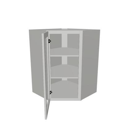 Frosted Glass Door Diagonal Corner Wall Kitchen Cabinet DCMD2736 Milan Pearl 27 in. width 36 in. height 15 in. depth