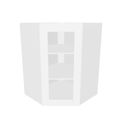 Frosted Glass Diagonal Corner Wall Kitchen Cabinet DCMD2736 Alpina White LessCare 27 in. width 36 in. height 15 in. depth