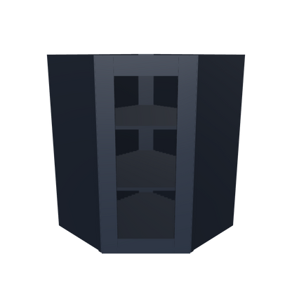 Frosted Glass Door Diagonal Corner Wall Kitchen Cabinet DCMD2736 Danbury Blue LessCare 27 in. width 36 in. height 15 in. depth