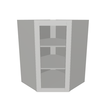 Frosted Glass Door Diagonal Corner Wall Kitchen Cabinet DCMD2736 Milan Pearl 27 in. width 36 in. height 15 in. depth
