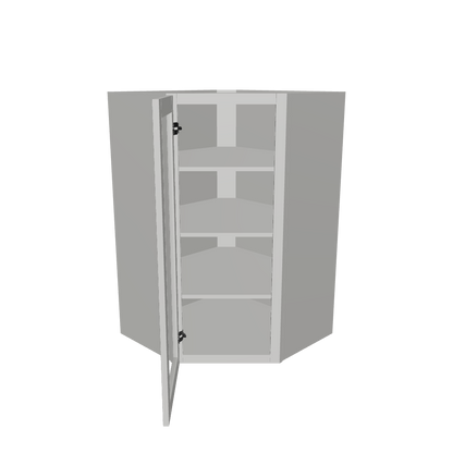 Frosted Glass Door Diagonal Corner Wall Kitchen Cabinet DCMD2742 Milan Pearl 27 in. width 42 in. height 15 in. depth