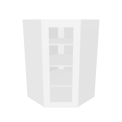 Frosted Glass Diagonal Corner Wall Kitchen Cabinet DCMD2742 Alpina White LessCare 27 in. width 42 in. height 15 in. depth