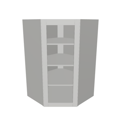 Frosted Glass Door Diagonal Corner Wall Kitchen Cabinet DCMD2742 Milan Pearl 27 in. width 42 in. height 15 in. depth